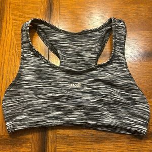 black, white, and grey, avia sports bra, size XS